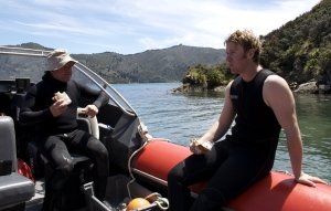 Tom (right) on a pāua research trip during his PhD
